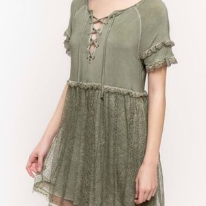 Olive dress with lace details